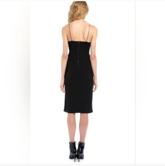 Alice + Olivia Stila Side Slit Fitted Midi Length Dress  size 6 - Picture 13 of 16